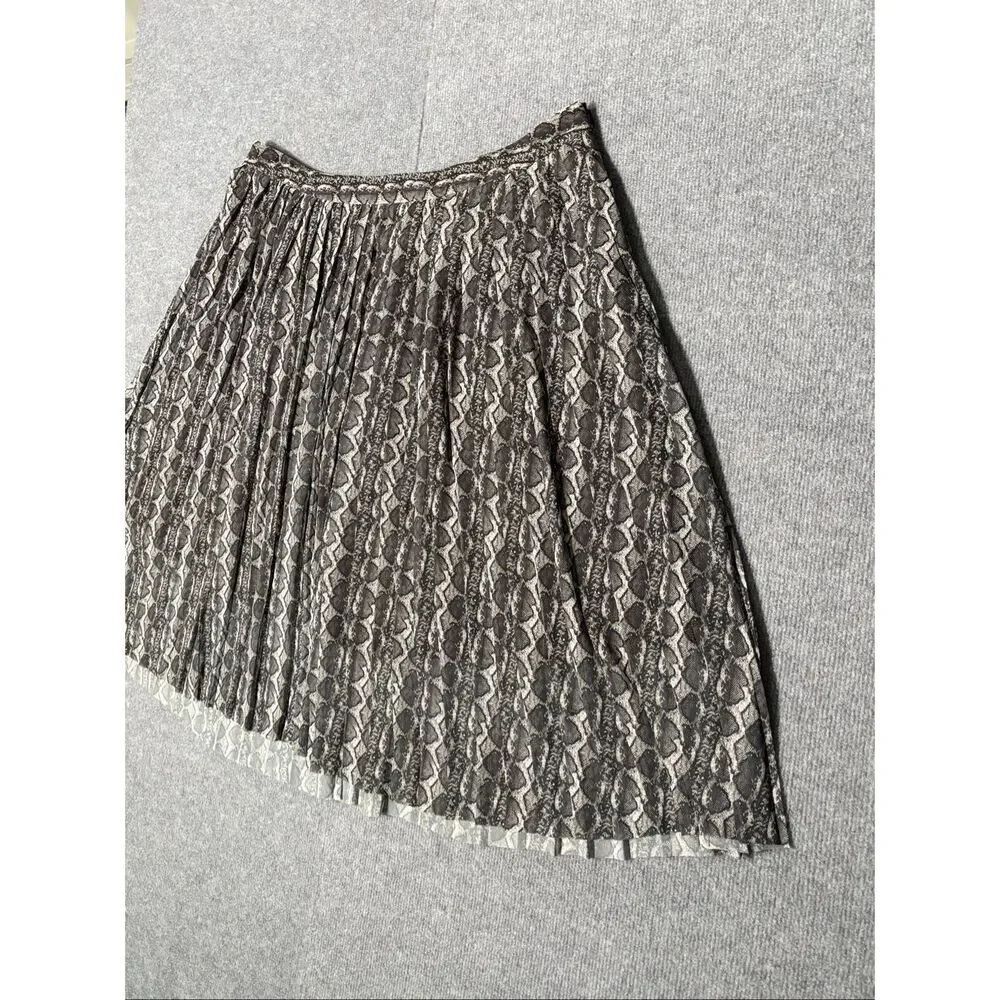 Rachel Roy 3X Gray Snake Print Pleated A-Line Skirt Plus Size Pull On Midi - Picture 4 of 8